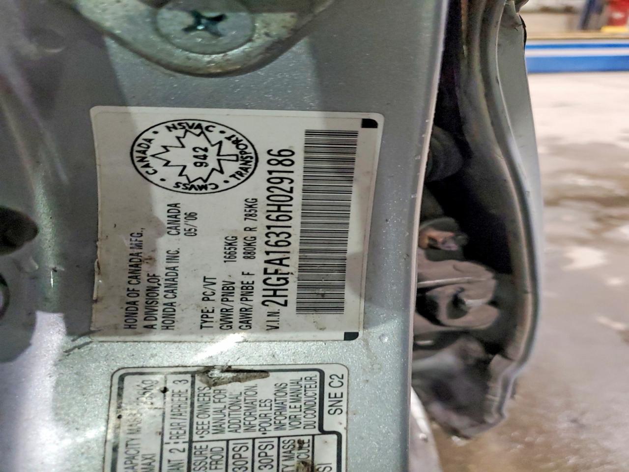 2006 HONDA CIVIC DX VP photo 12