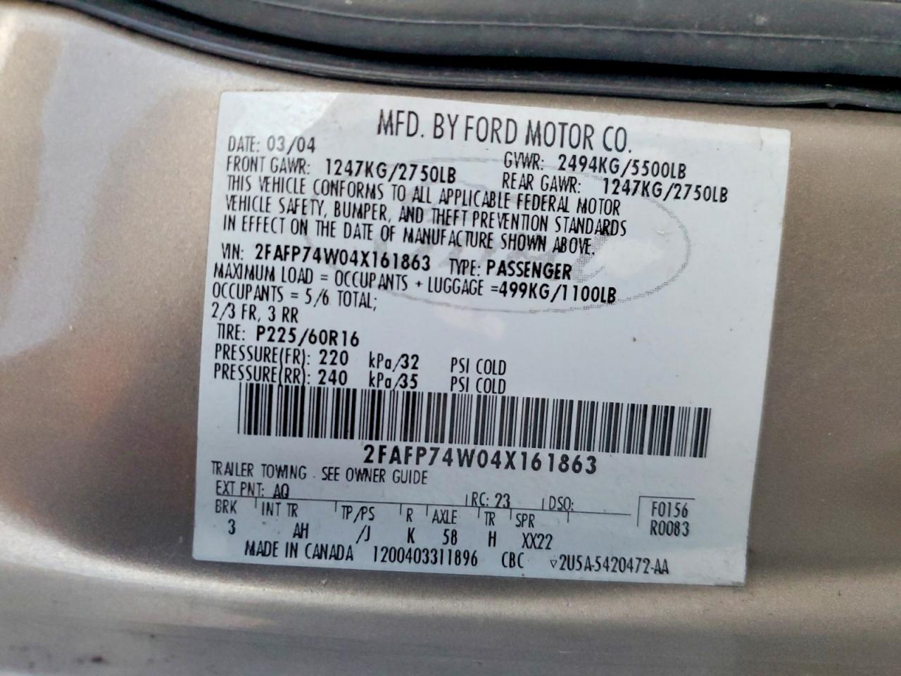 2004 FORD CROWN VICTORIA LX photo 12