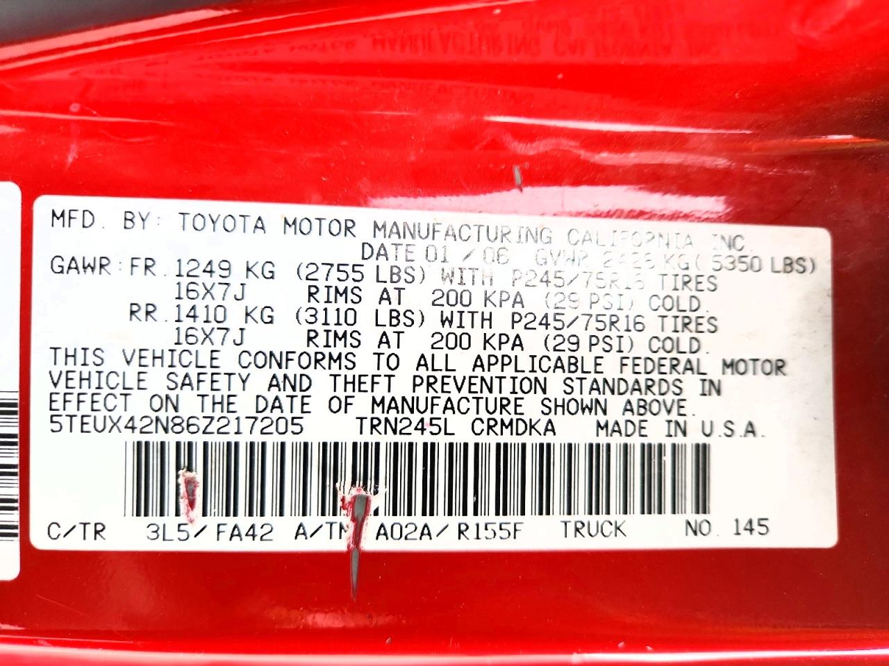 2006 TOYOTA TACOMA ACCESS CAB photo 12