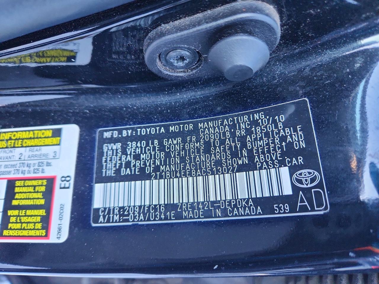2010 TOYOTA COROLLA BASE photo 12