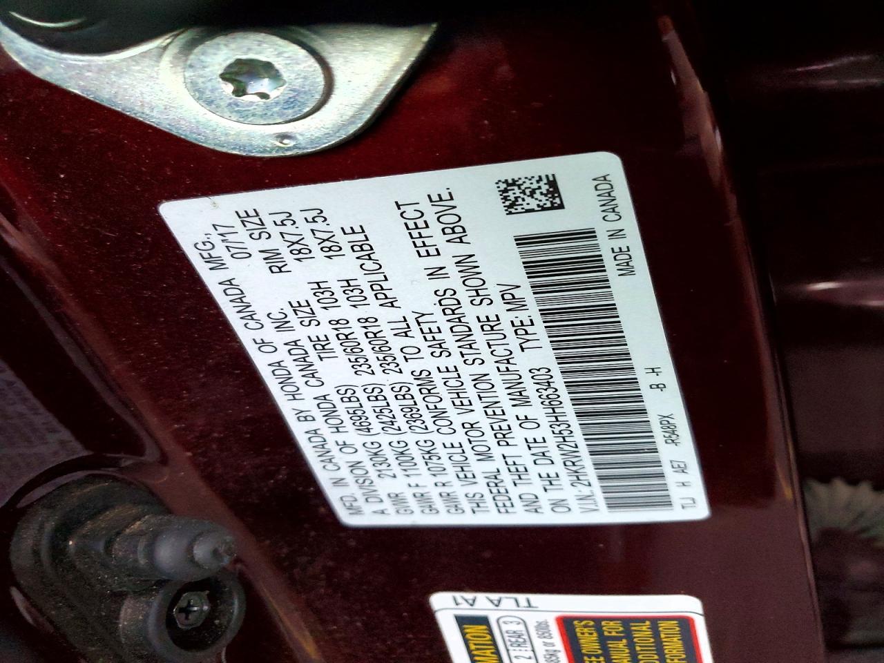 2017 HONDA CR-V EX photo 12