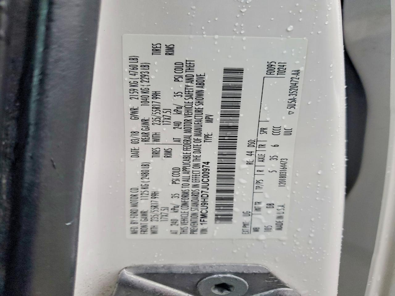 2018 FORD ESCAPE SEL photo 13