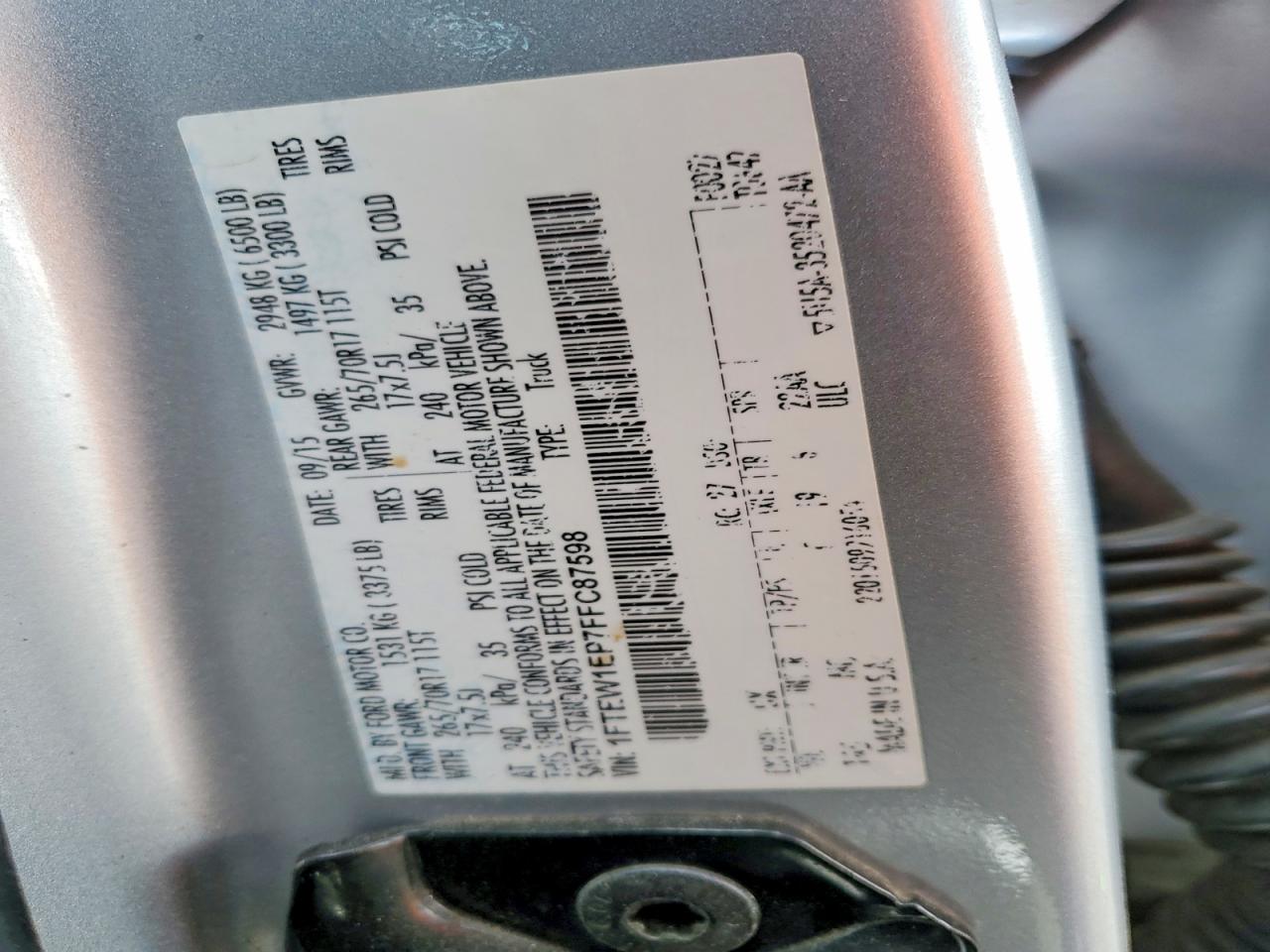 2015 FORD F150 SUPERCREW photo 13