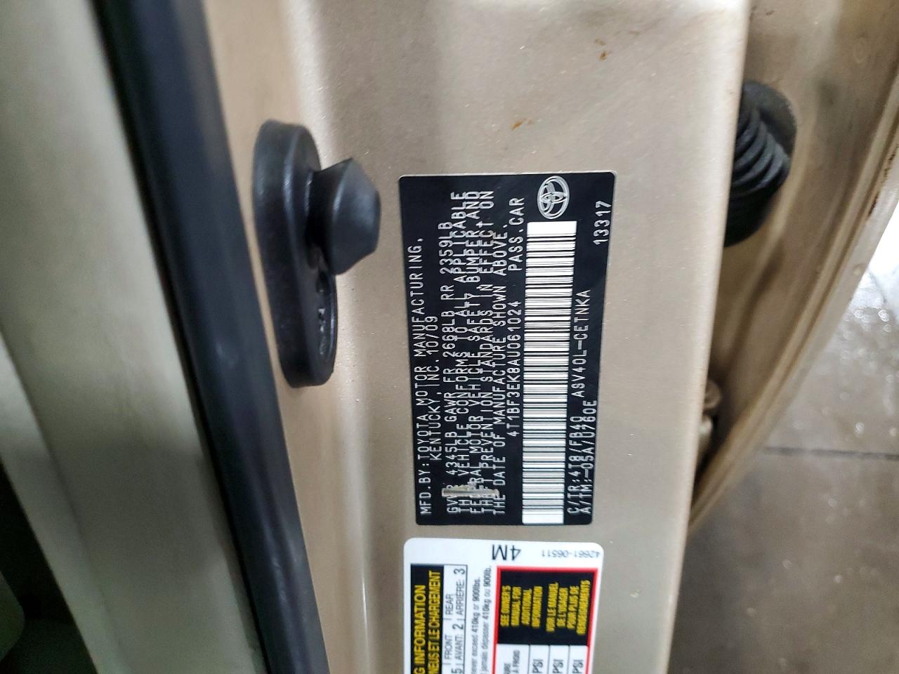 2010 TOYOTA CAMRY BASE photo 13
