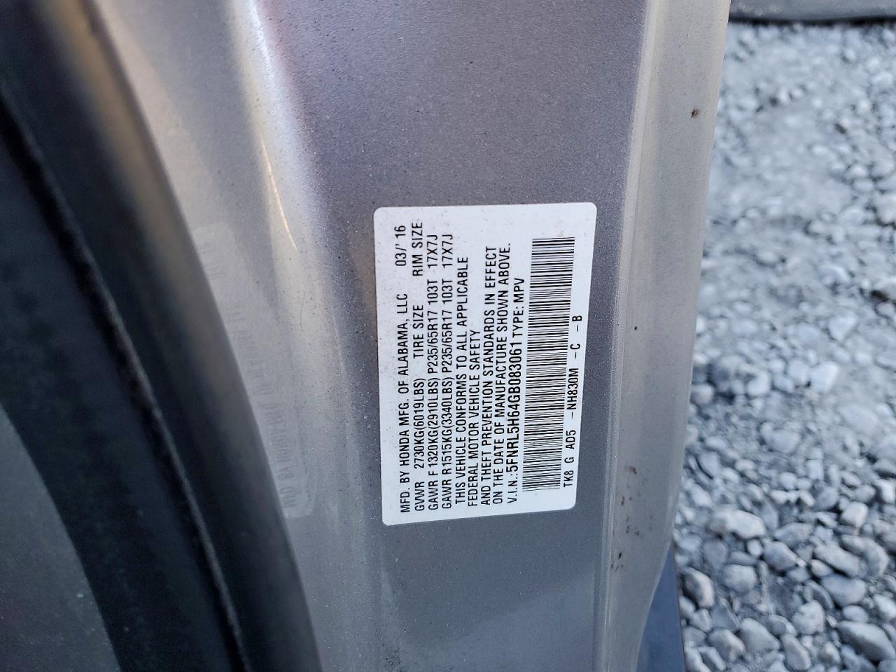 2016 HONDA ODYSSEY EXL photo 13
