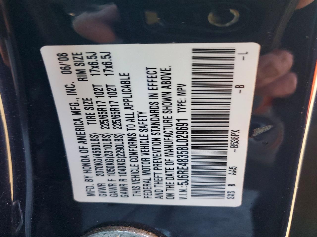 2008 HONDA CR-V LX photo 13