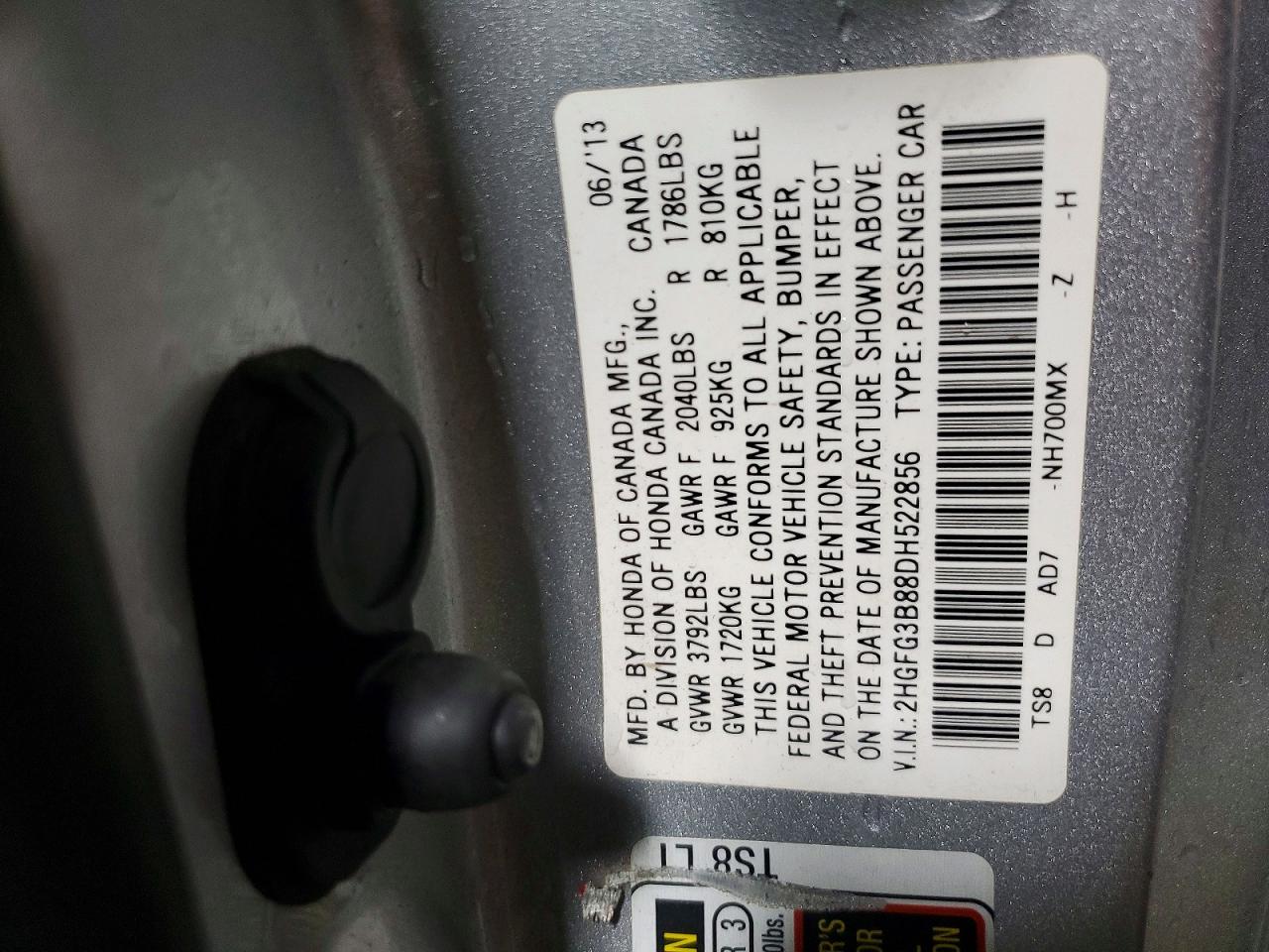 2013 HONDA CIVIC EX photo 12