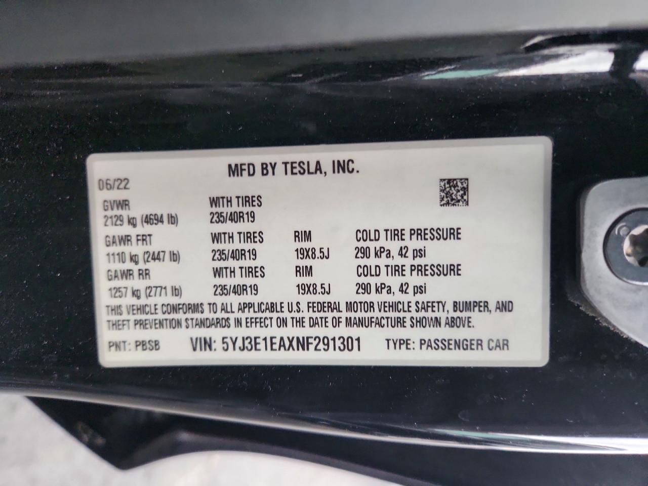 2022 TESLA MODEL 3 photo 12