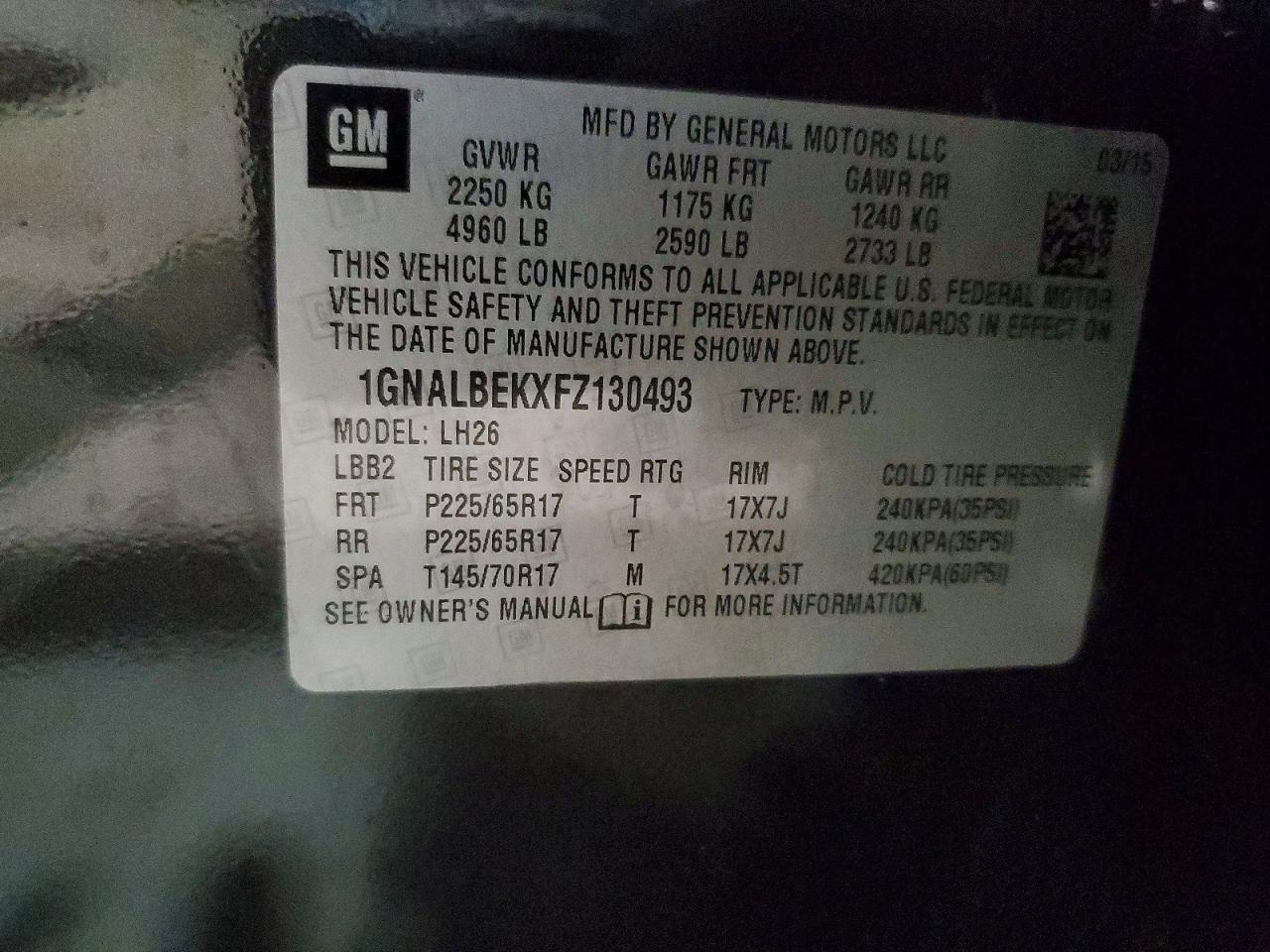 2015 CHEVROLET EQUINOX LT photo 13