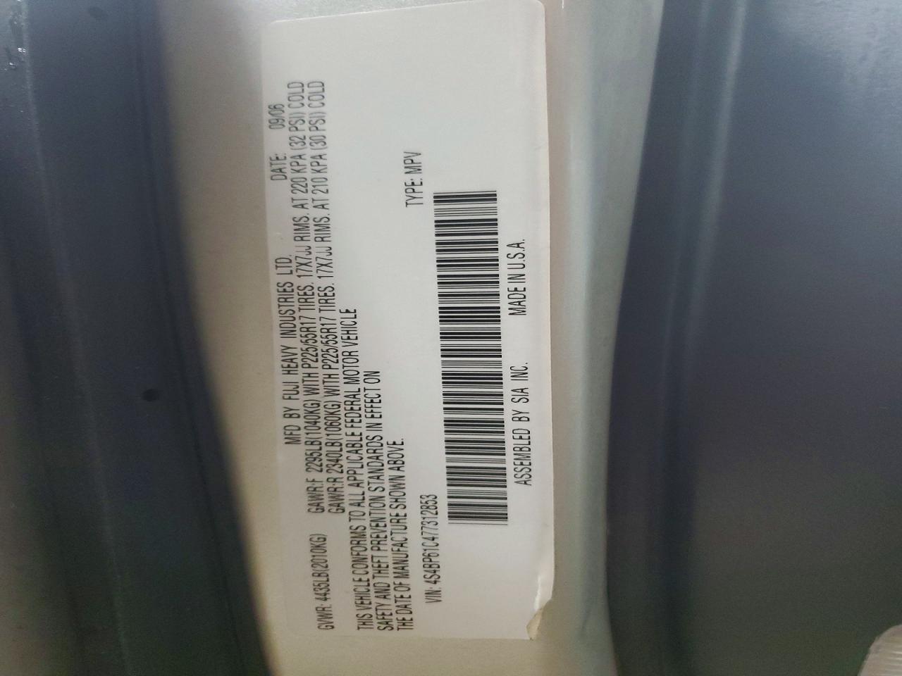 2007 SUBARU OUTBACK OUTBACK 2.5I photo 12