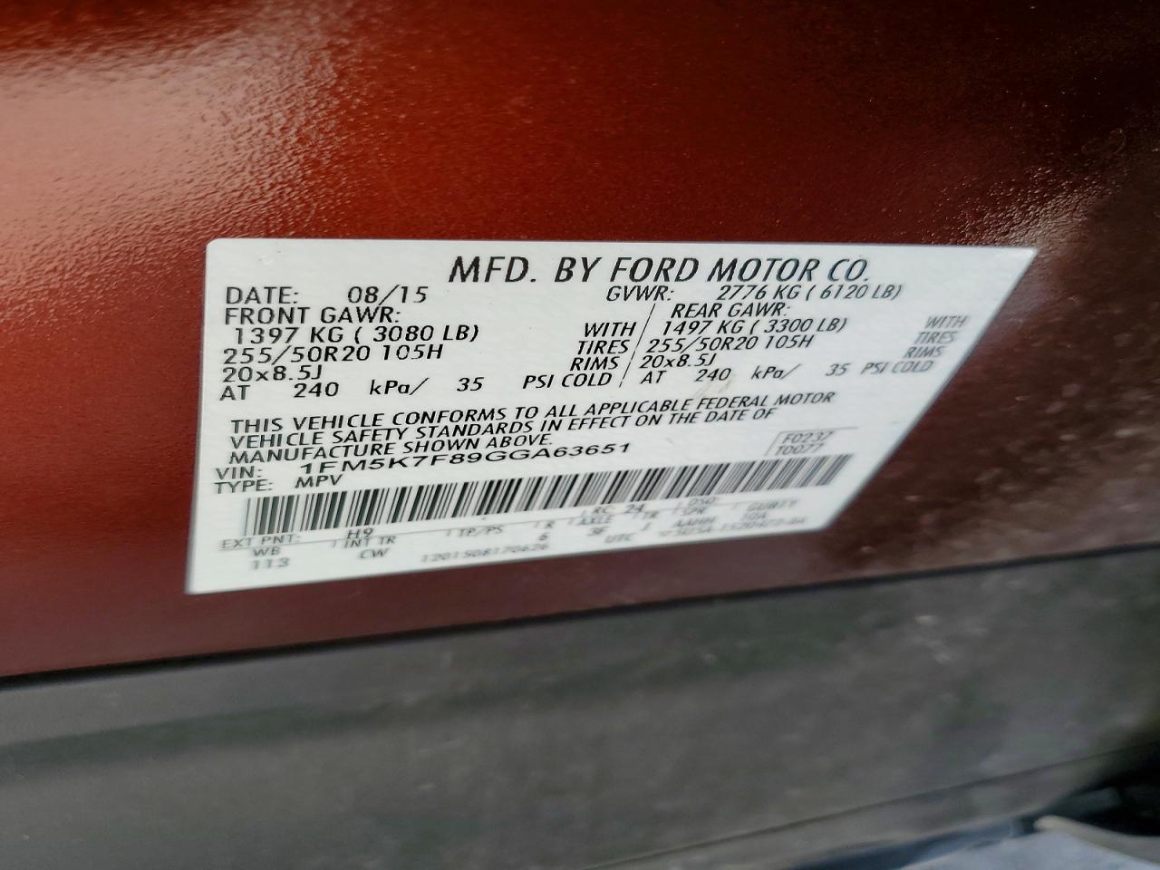 2016 FORD EXPLORER LIMITED photo 13