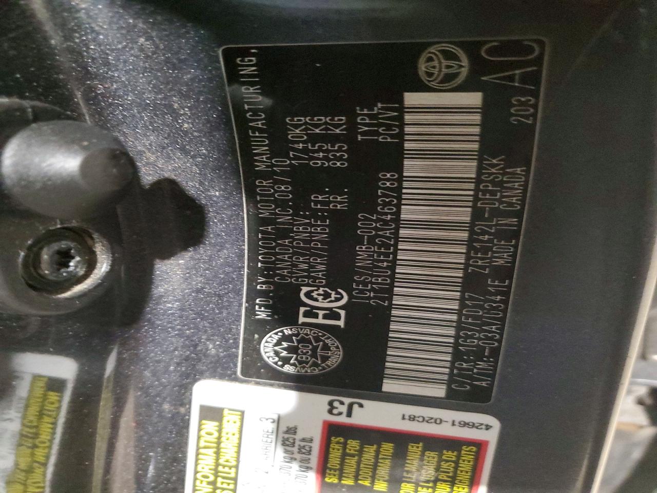 2010 TOYOTA COROLLA BASE photo 13