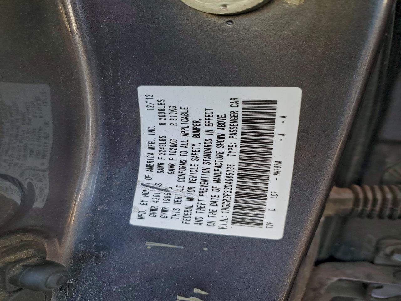 2013 HONDA ACCORD LX photo 12