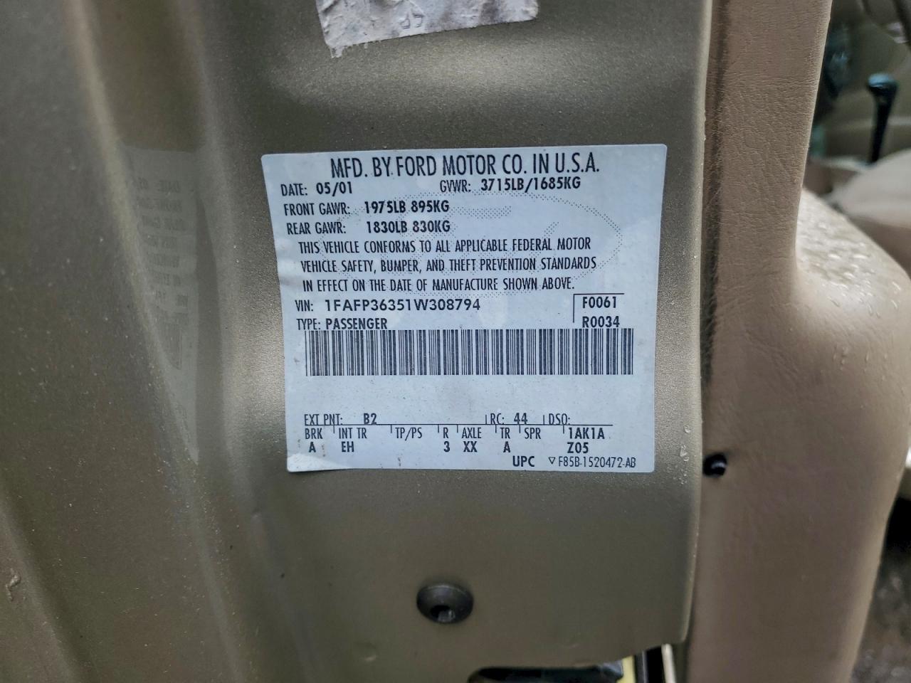2001 FORD FOCUS SE photo 13