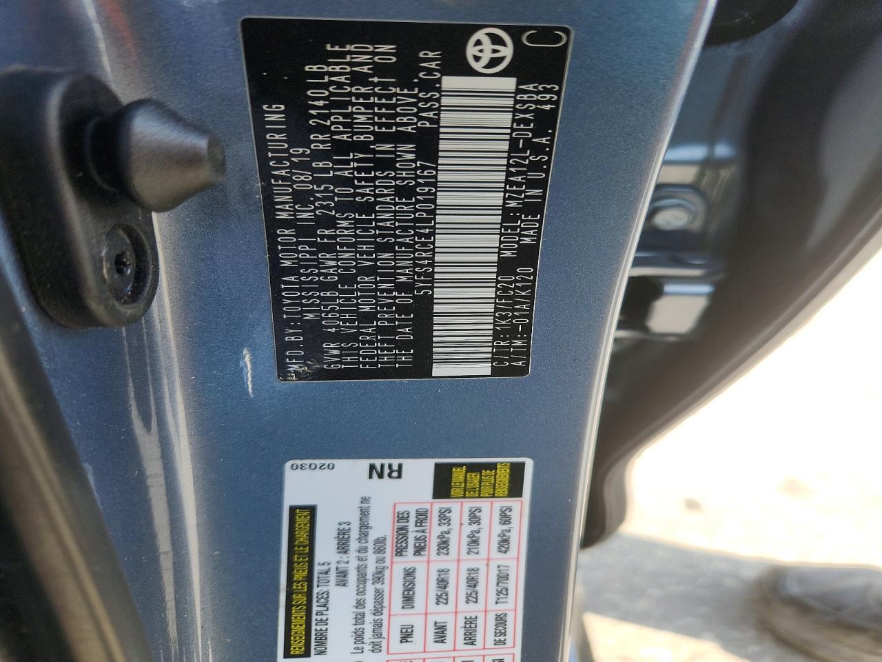 2020 TOYOTA COROLLA SE photo 12