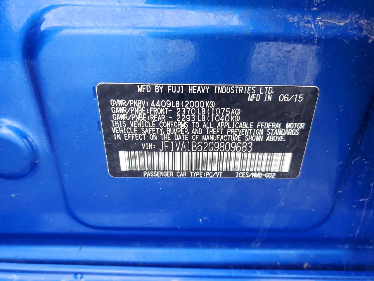 2016 SUBARU WRX photo 12