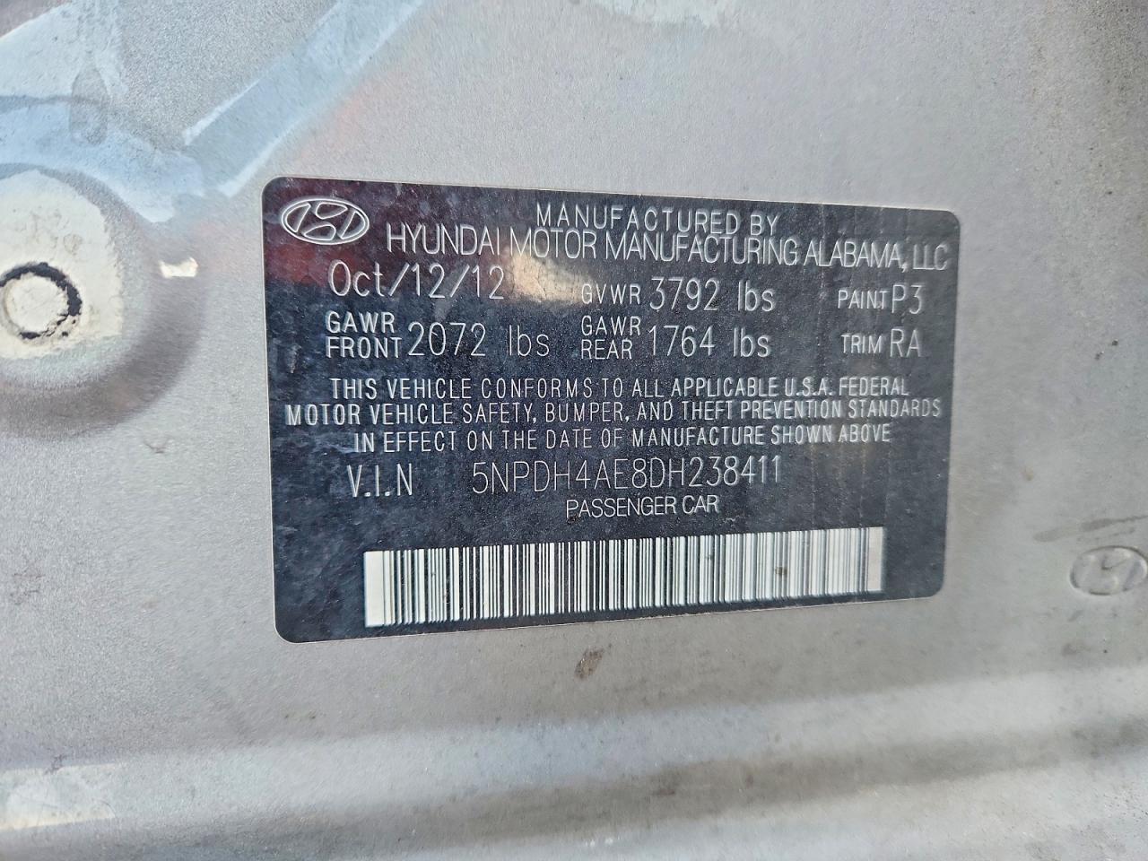 2013 HYUNDAI ELANTRA GLS photo 12
