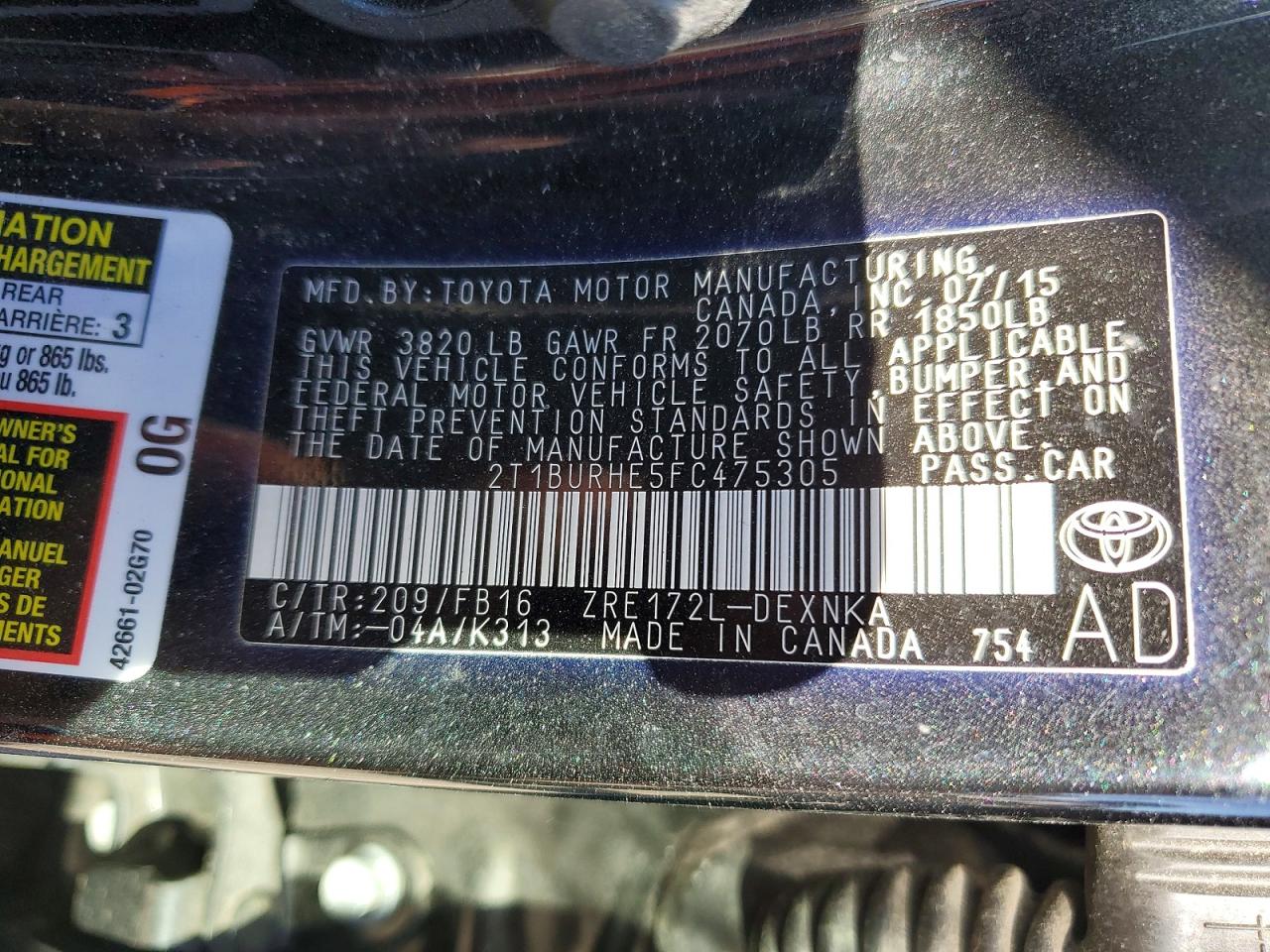 2015 TOYOTA COROLLA L photo 13