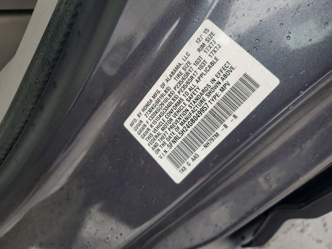 2016 HONDA ODYSSEY LX photo 13