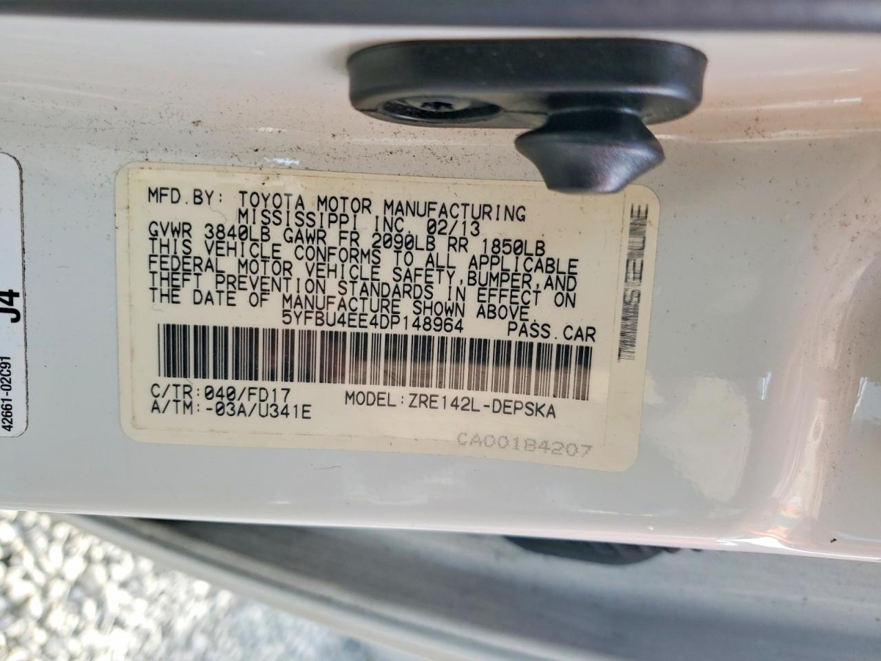 2013 TOYOTA COROLLA BASE photo 12