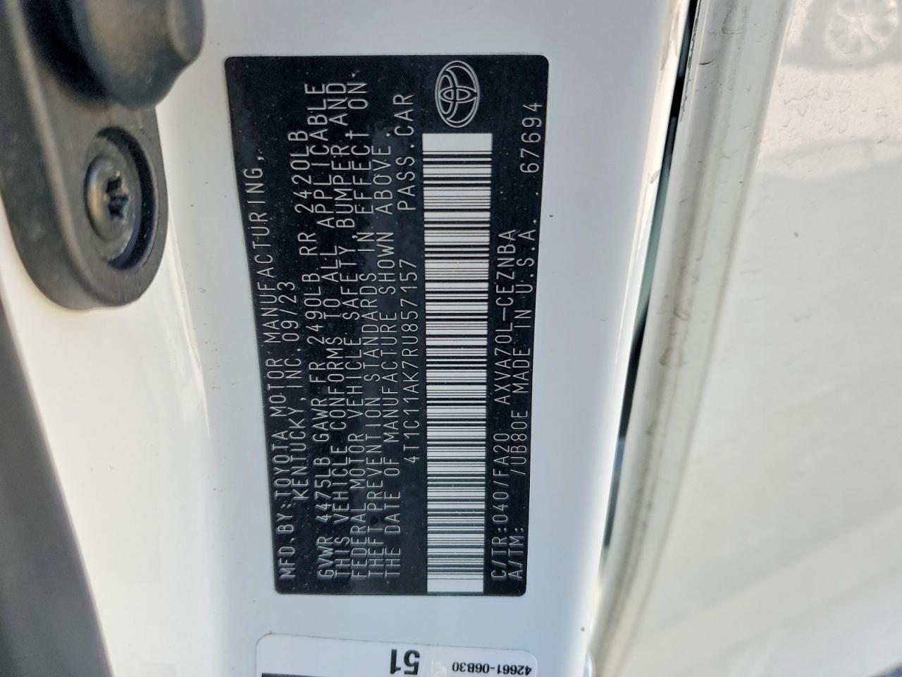 2024 TOYOTA CAMRY LE photo 12