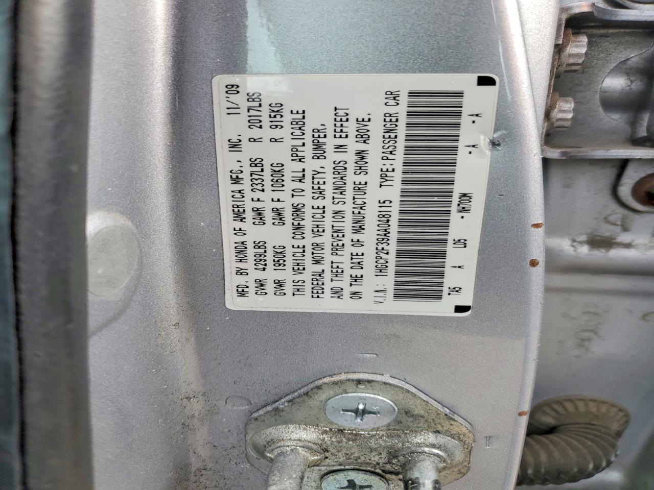 2010 HONDA ACCORD LX photo 12