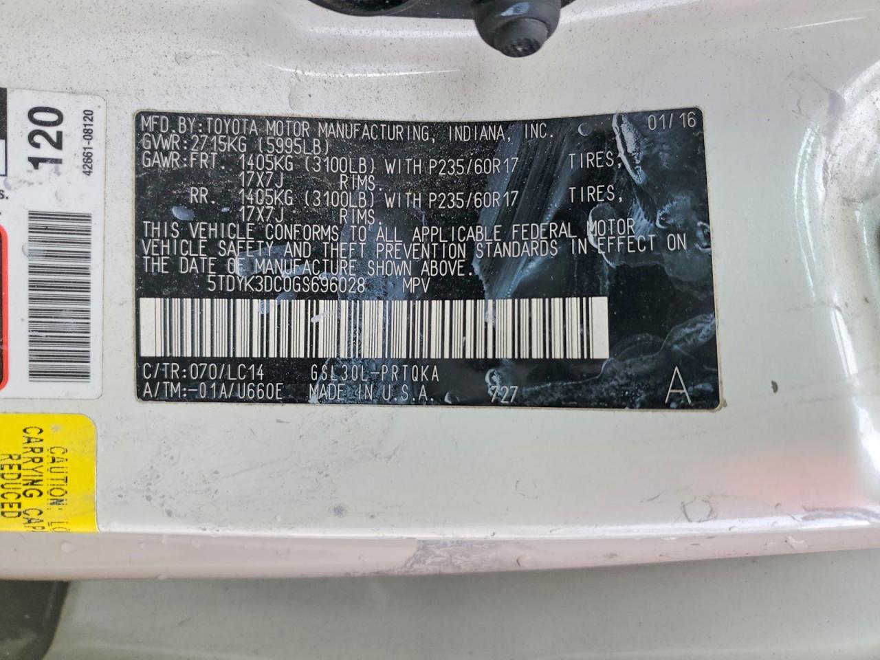 2016 TOYOTA SIENNA XLE photo 14