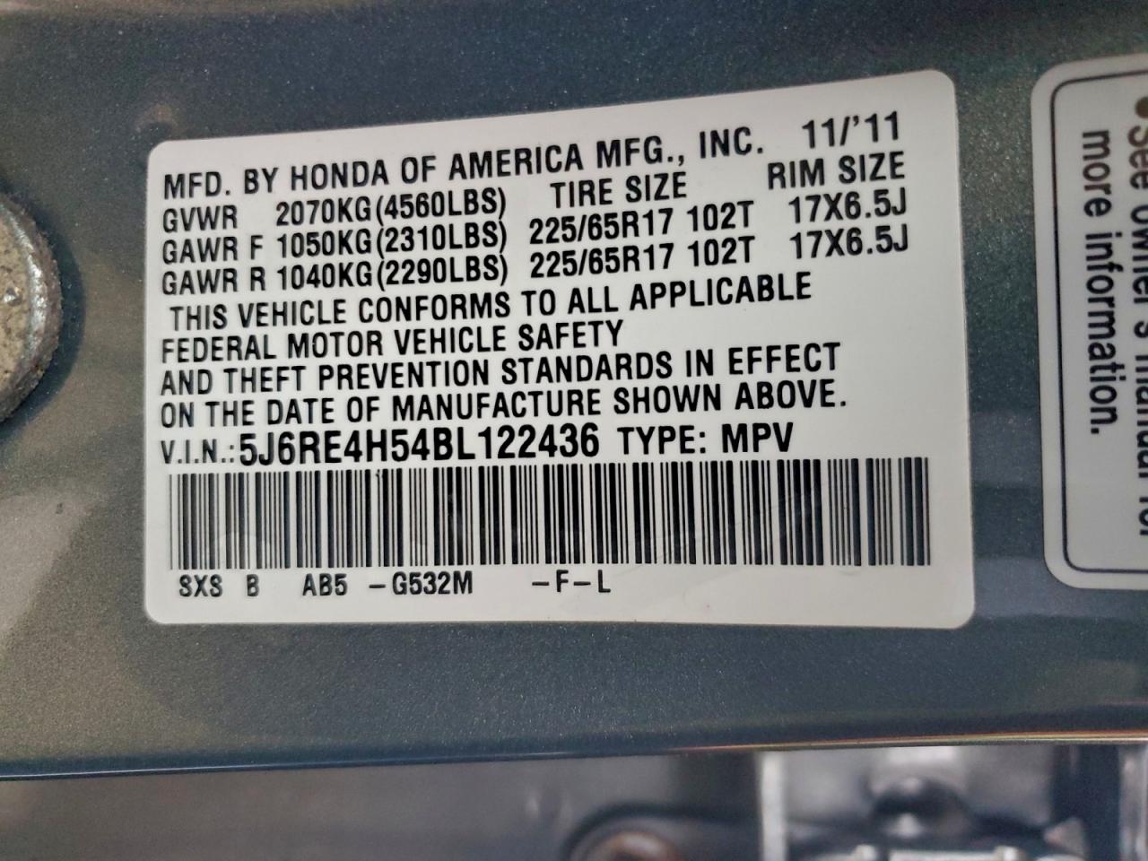 2011 HONDA CR-V EX photo 13