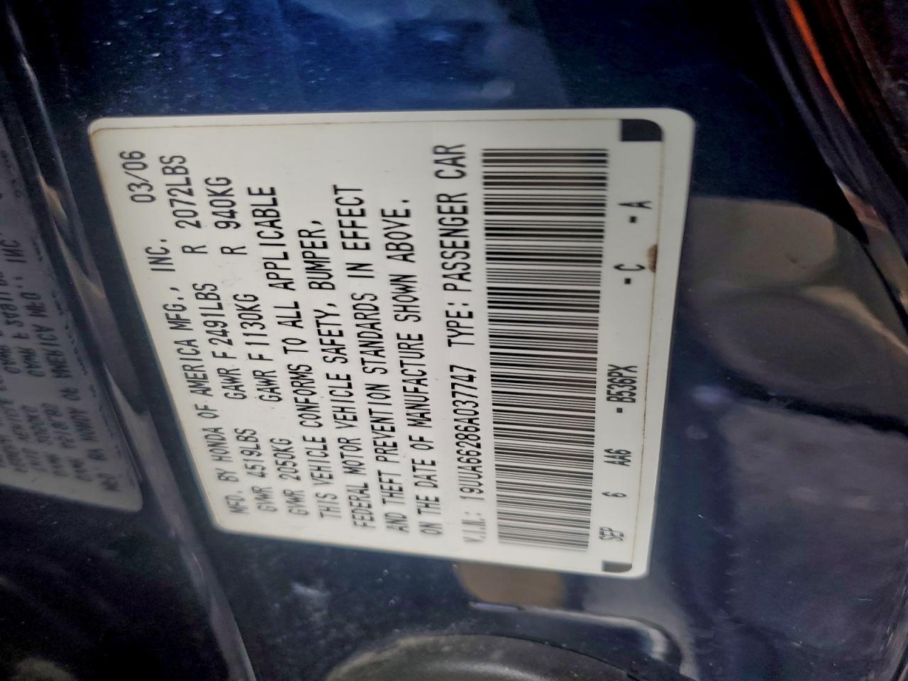 2006 ACURA 3.2TL photo 12
