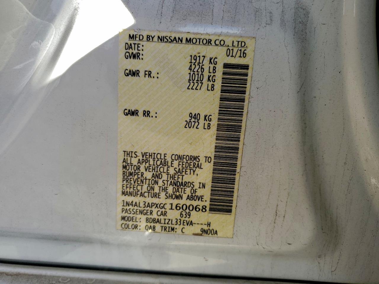 2016 NISSAN ALTIMA 2.5 photo 13