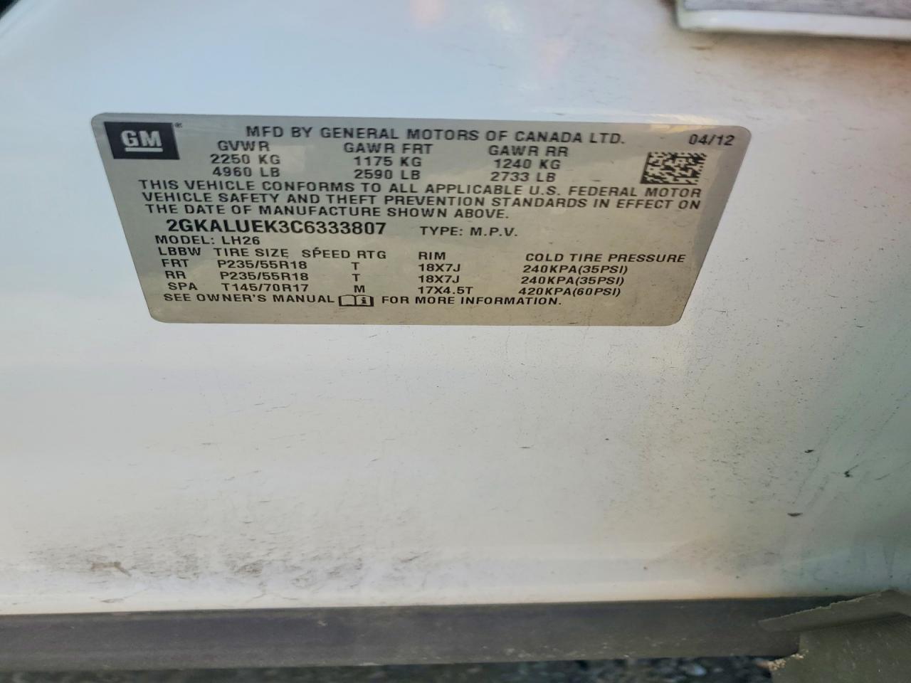 2012 GMC TERRAIN SLT photo 13