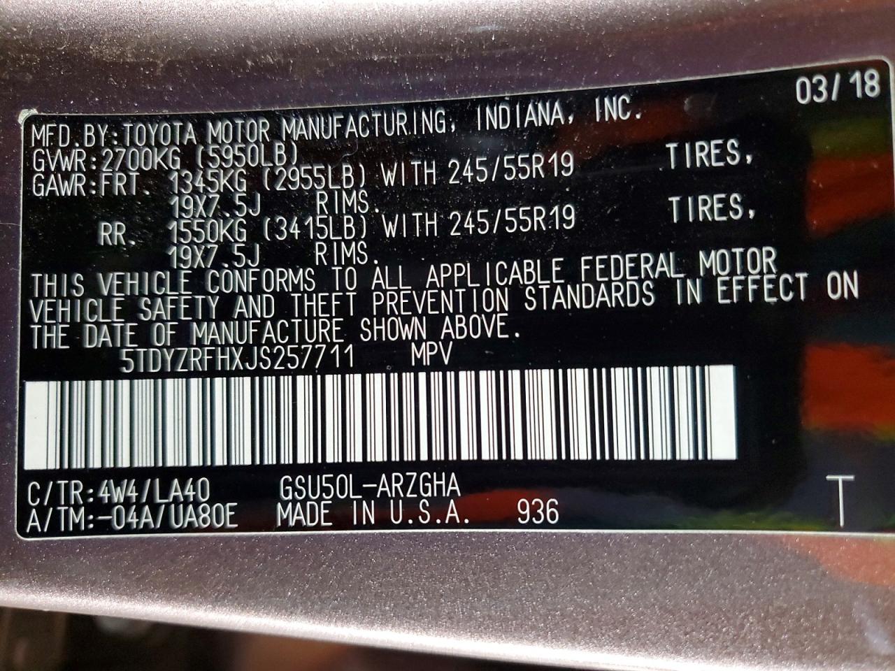 2018 TOYOTA HIGHLANDER LIMITED photo 13