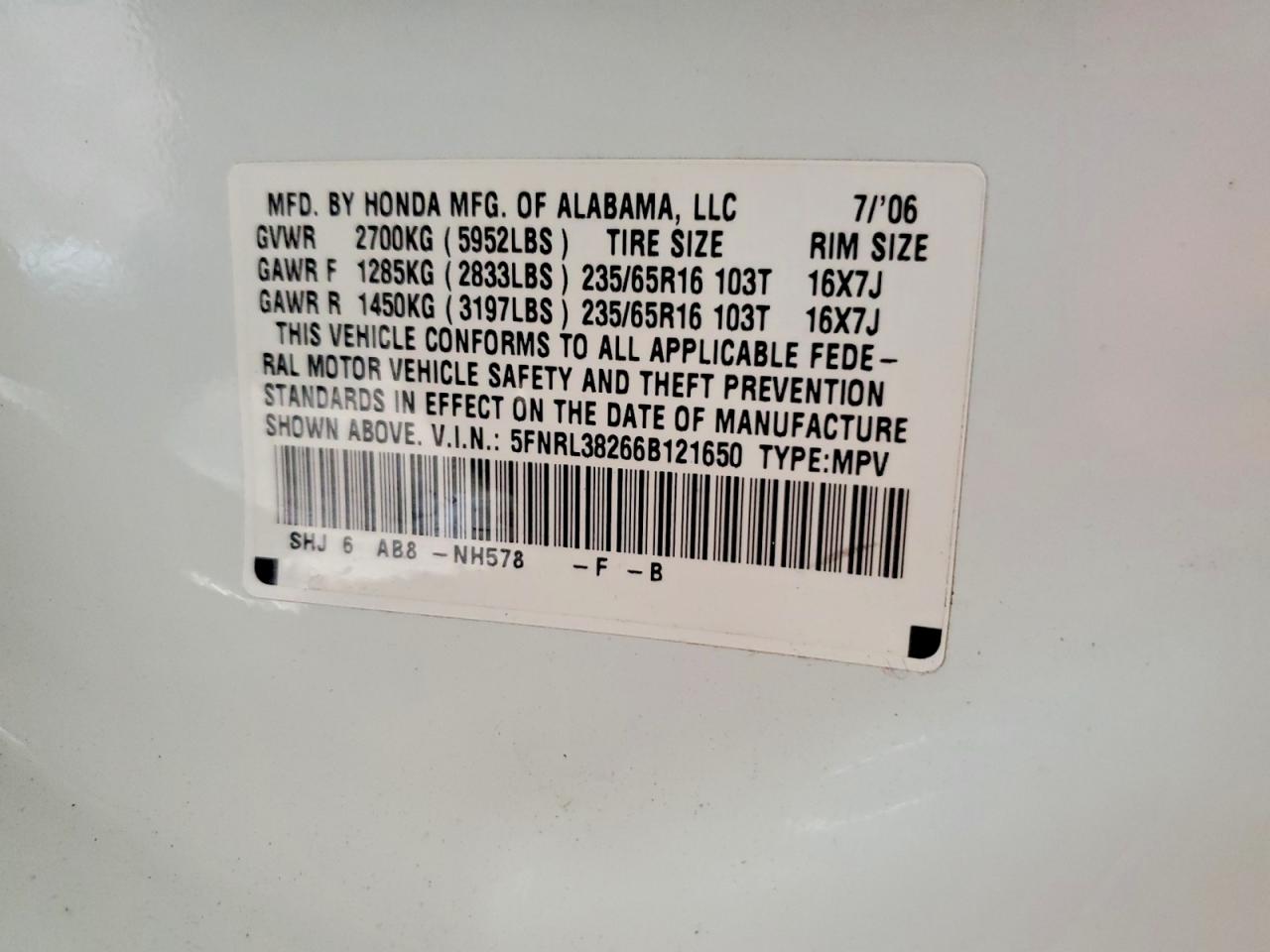 2006 HONDA ODYSSEY LX photo 13