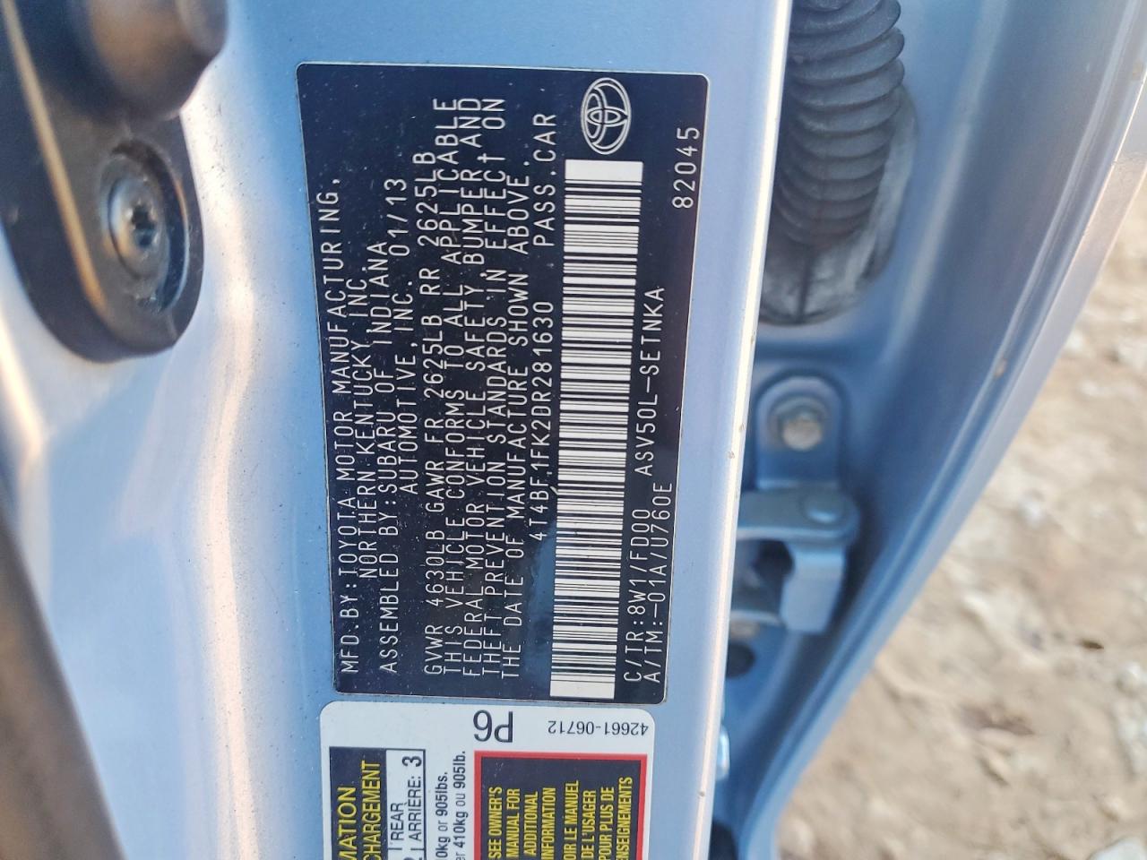 2013 TOYOTA CAMRY L photo 13