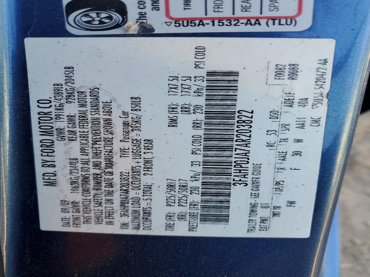 2010 FORD FUSION SEL photo 12