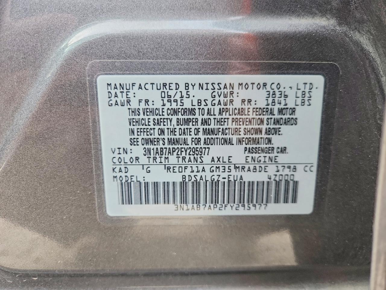2015 NISSAN SENTRA S photo 13