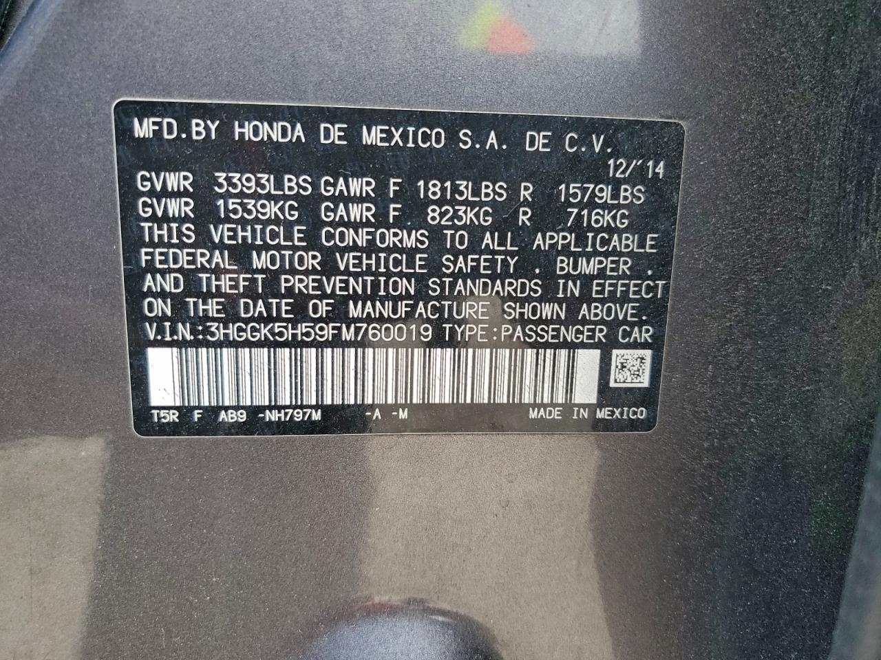 2015 HONDA FIT LX photo 13
