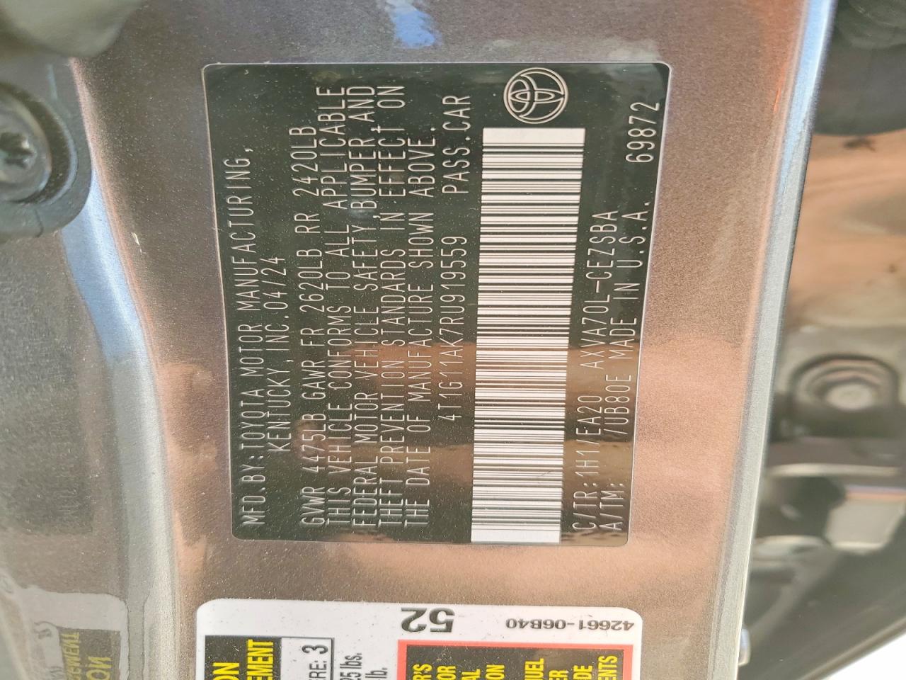 2024 TOYOTA CAMRY SE NIGHT SHADE photo 12