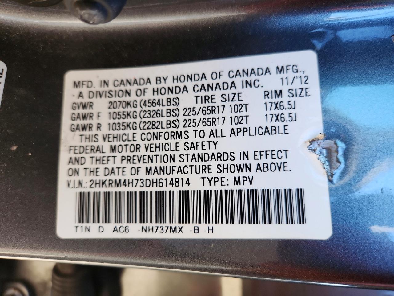 2013 HONDA CR-V EXL photo 13