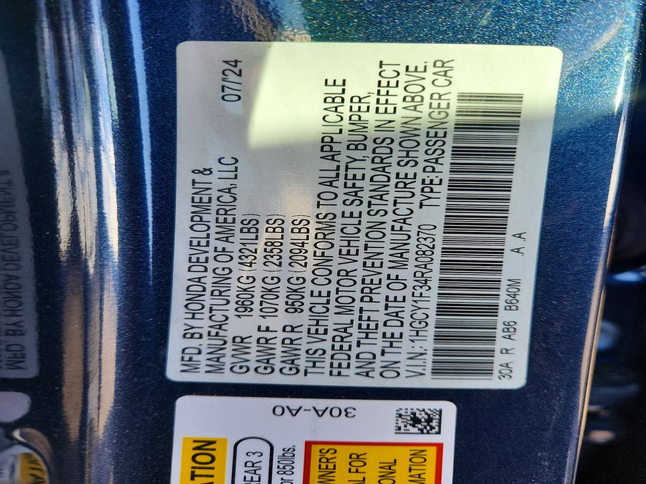 2024 HONDA ACCORD EX photo 25