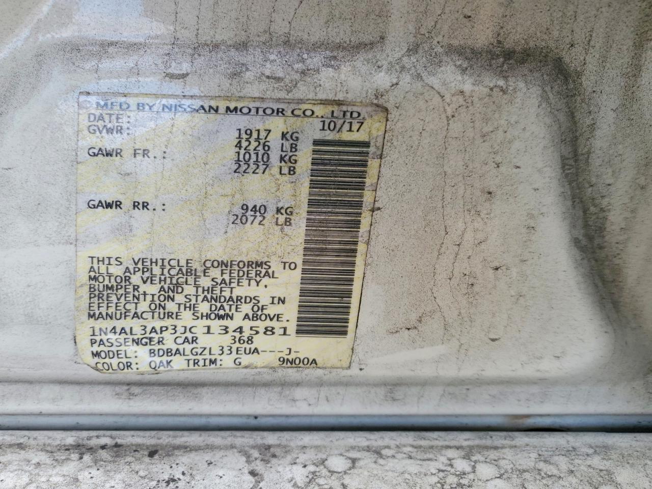 2018 NISSAN ALTIMA 2.5 photo 13