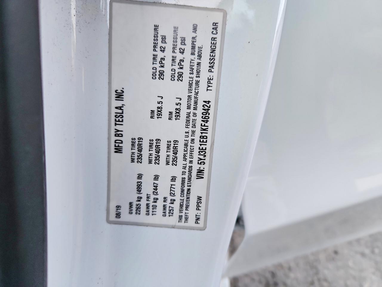 2019 TESLA MODEL 3 photo 23