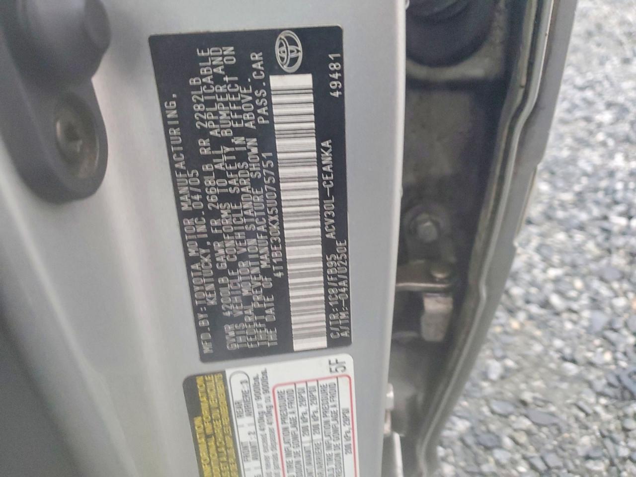 2005 TOYOTA CAMRY LE photo 12