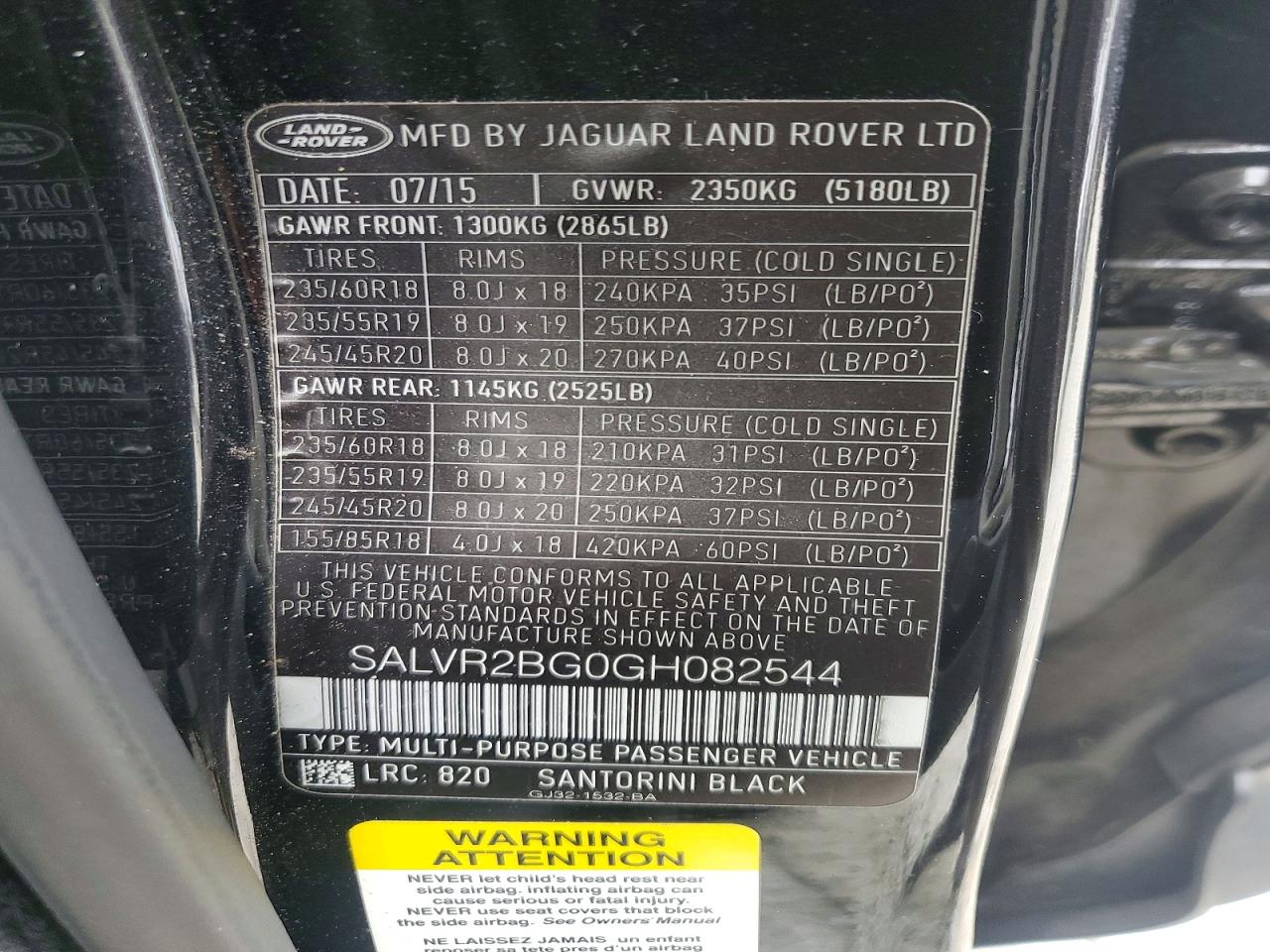 2016 LAND ROVER RANGE ROVER EVOQUE HSE photo 13