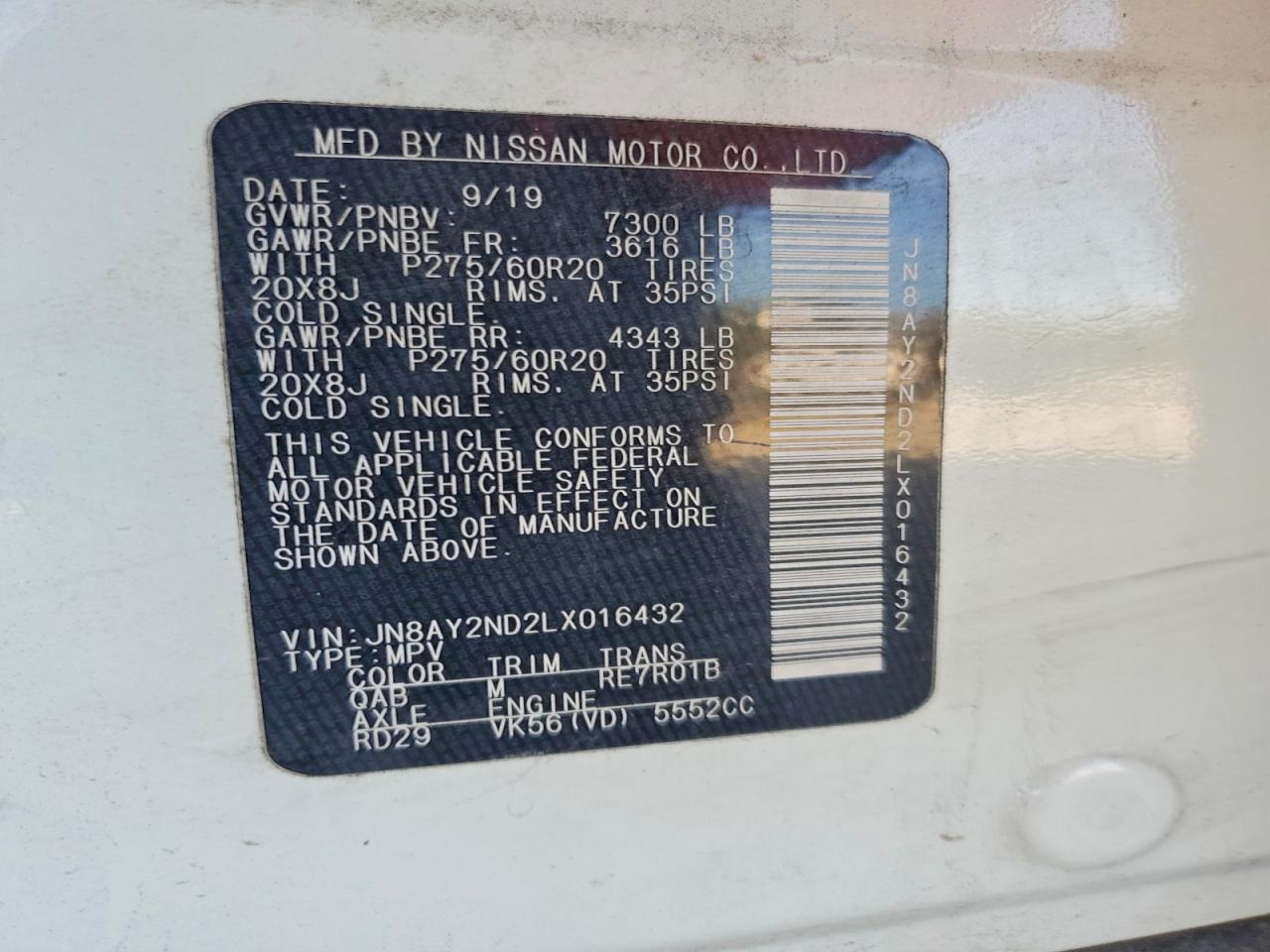 2020 NISSAN ARMADA SV photo 25