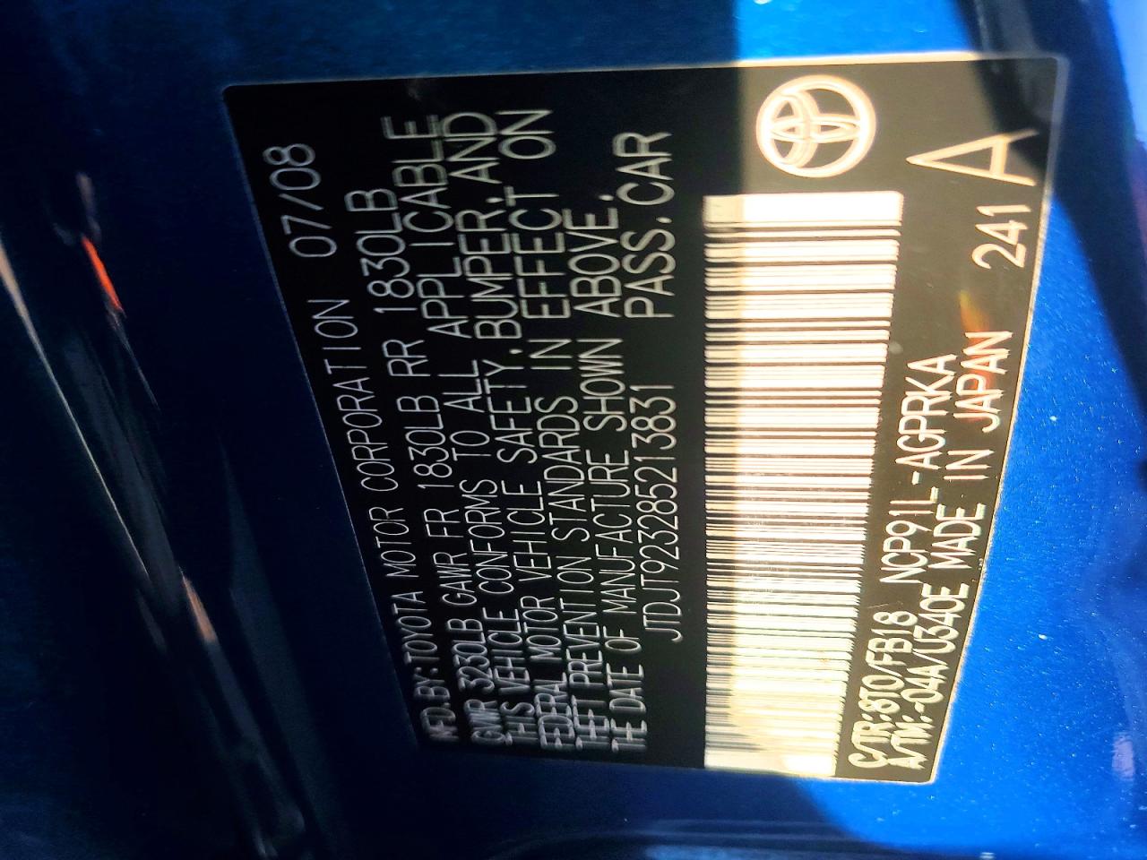 2008 TOYOTA YARIS photo 12