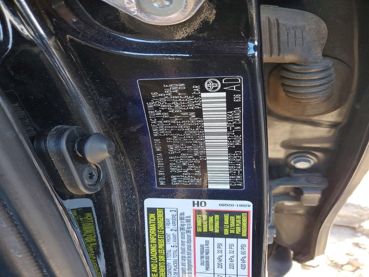 2016 TOYOTA COROLLA L photo 12
