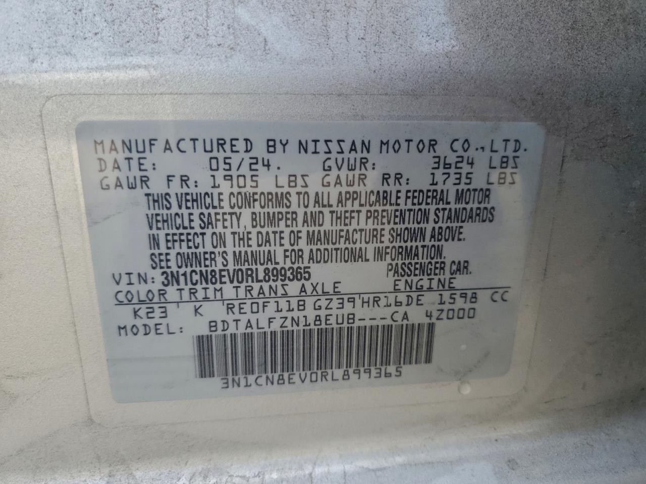 2024 NISSAN VERSA SV photo 12