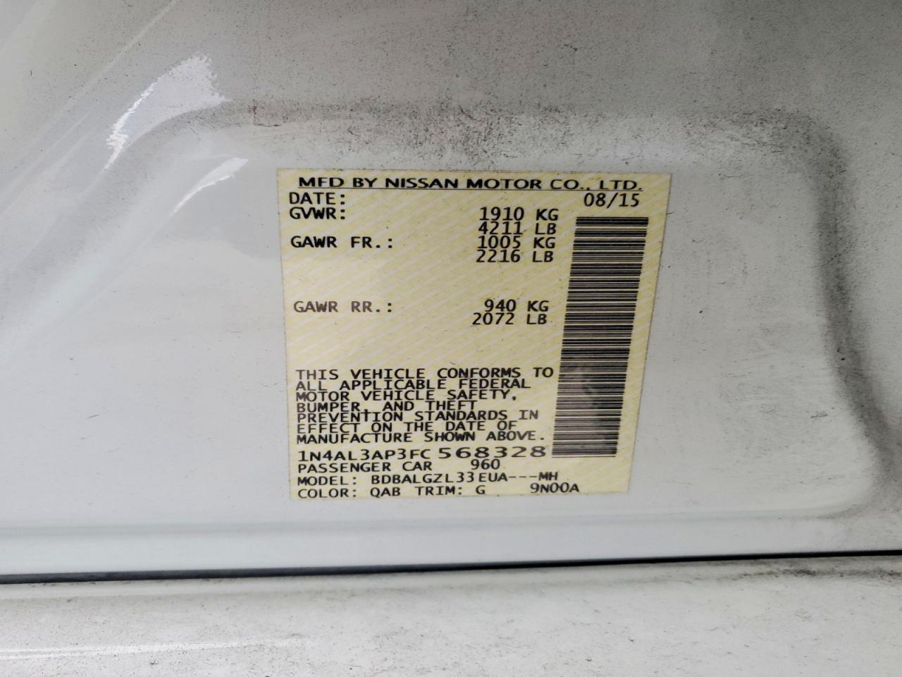 2015 NISSAN ALTIMA 2.5 photo 13