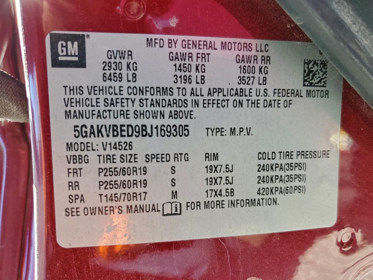 2011 BUICK ENCLAVE CXL photo 13